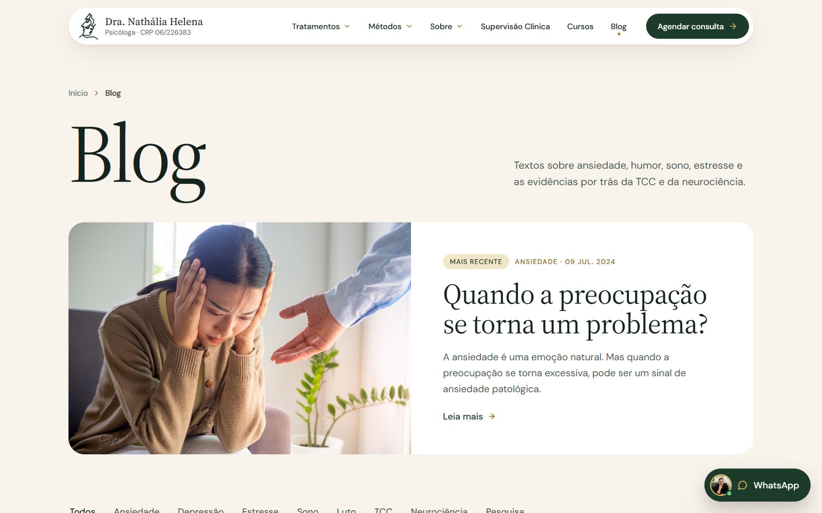 The blog index with a featured article card