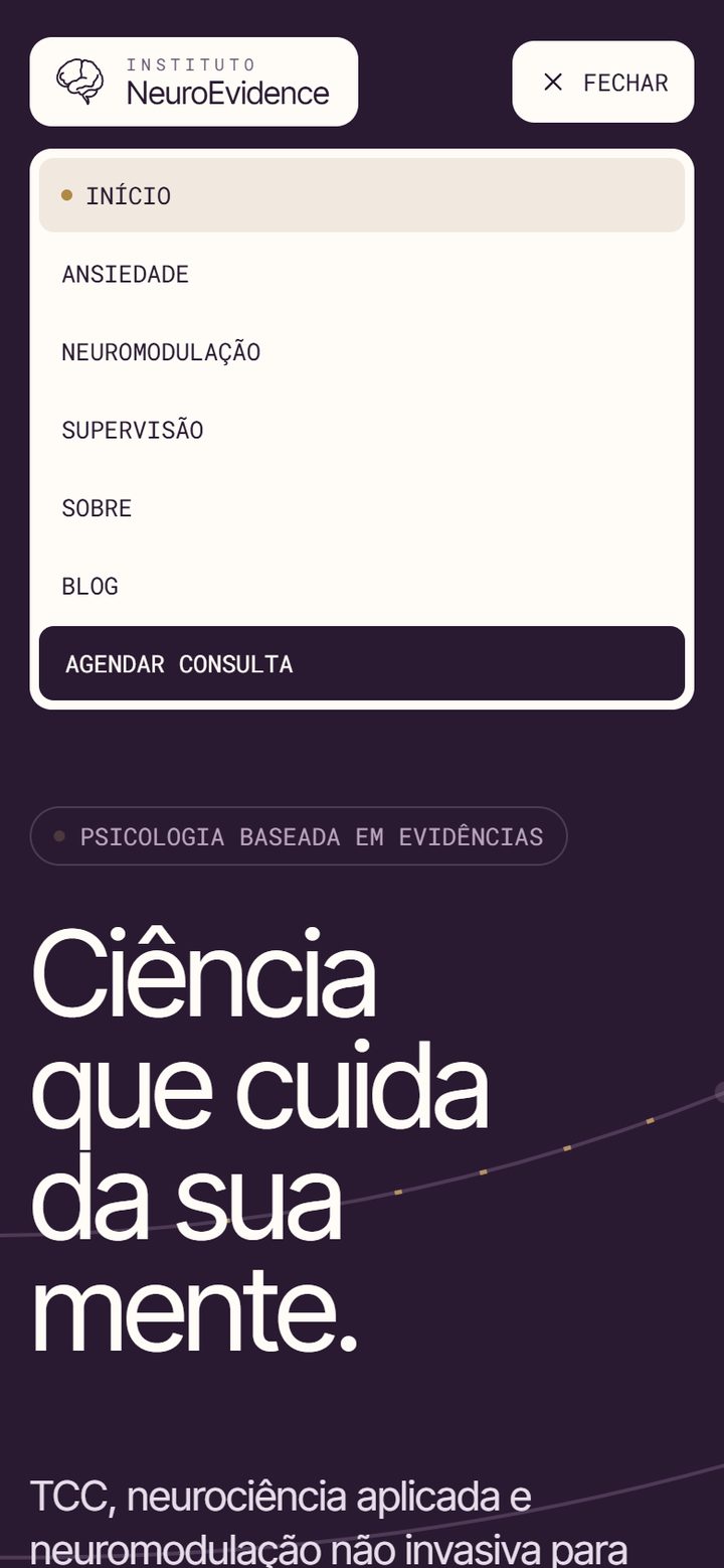 The phone menu opened over the home page
