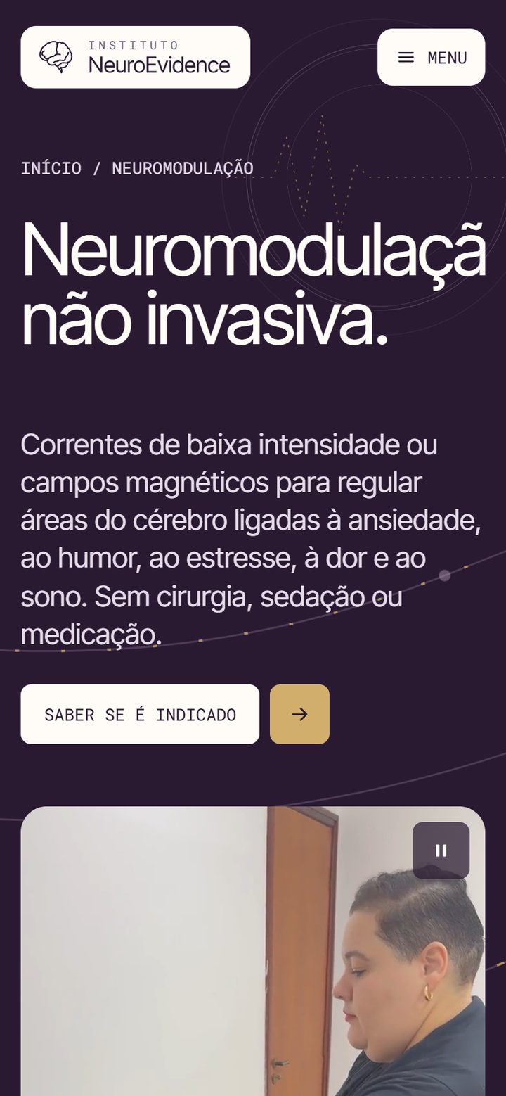 The neuromodulation page on a phone